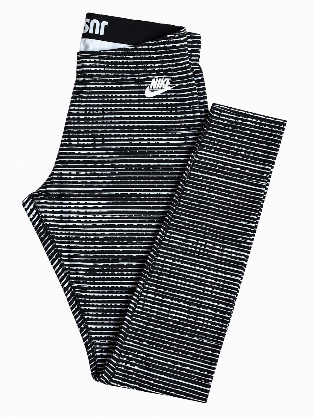 Nike Black & White Striped Girls' Leggings
